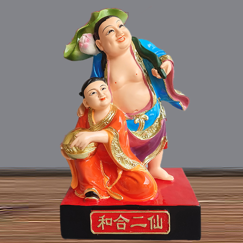 和合二圣神像树脂手工艺品摆件堂口仙家像佛像家用结婚礼品室内