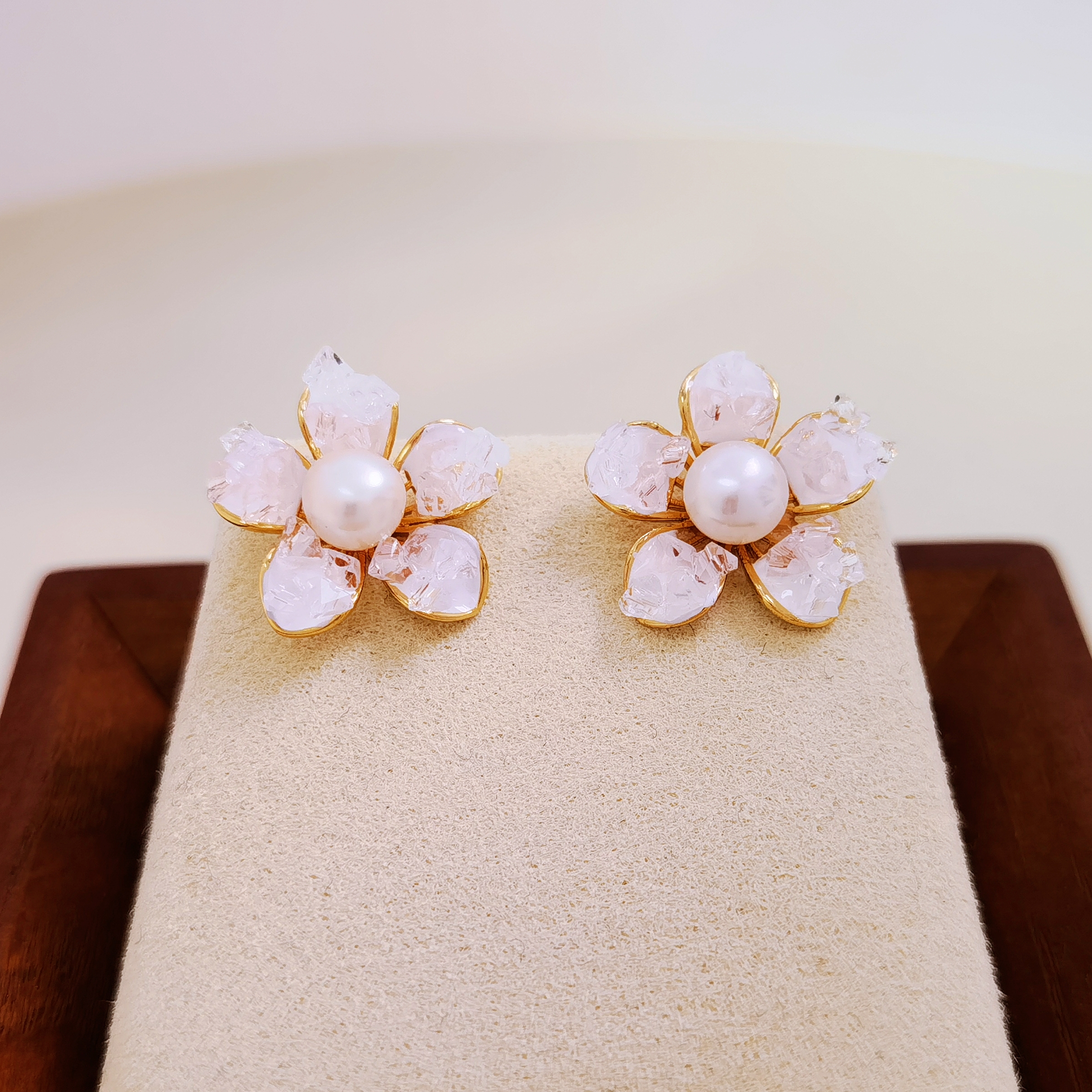 清沧 天然可刮粉真淡水珍珠 925银针 北境冰花珍珠耳钉 9003