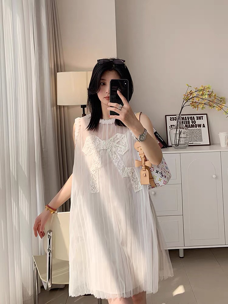 D～夏季新款真两件网纱蕾丝月光裙子女