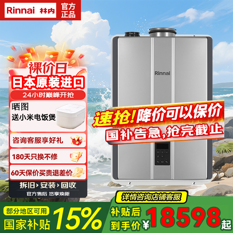 Rinnai林内原装进口冷凝式全预混燃气壁挂炉两用取暖炉锅炉