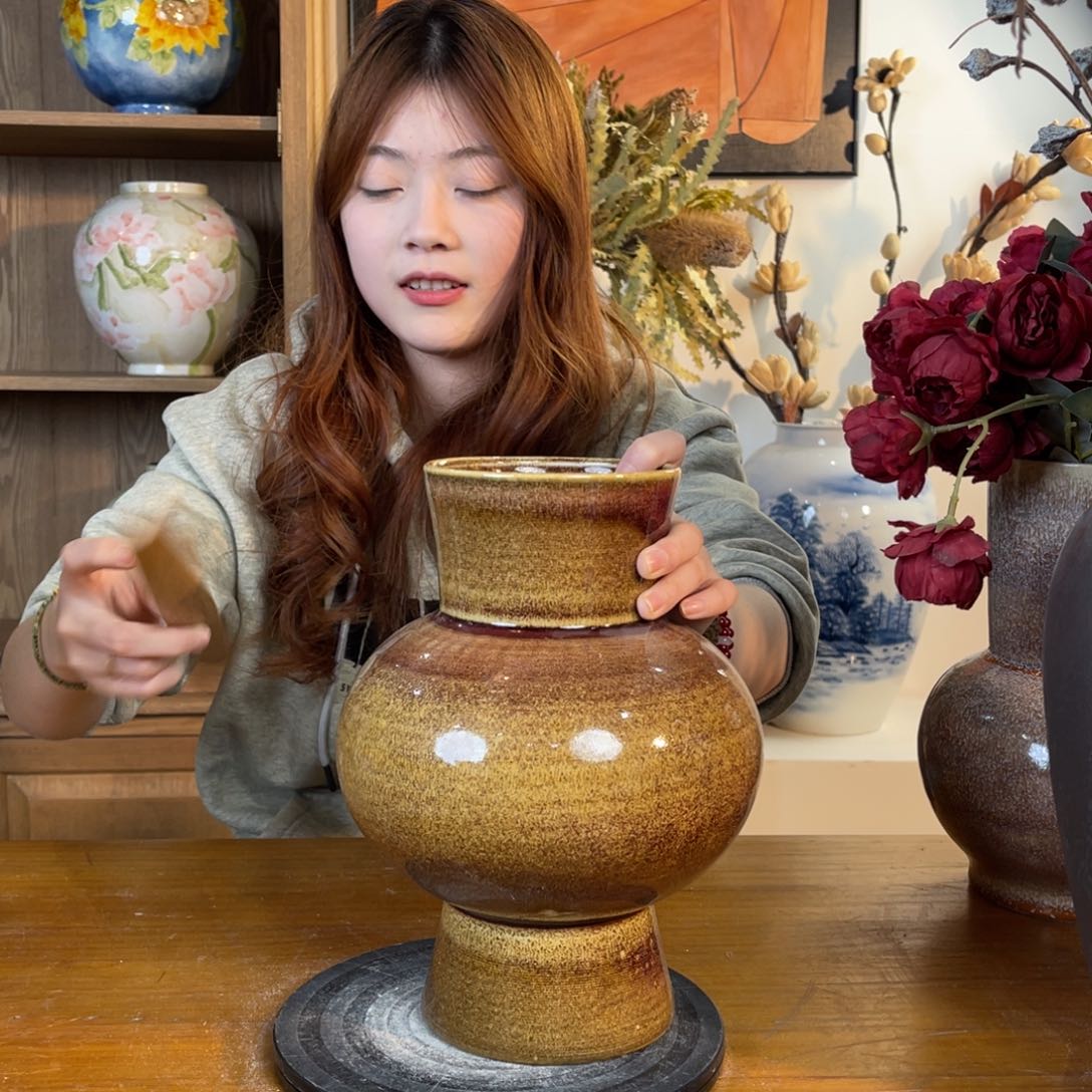 摆件陶瓷花瓶高25口9