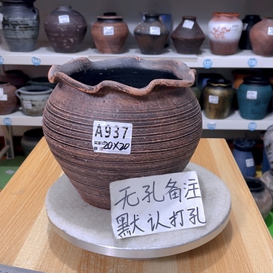 红陶手工制作工艺花盆