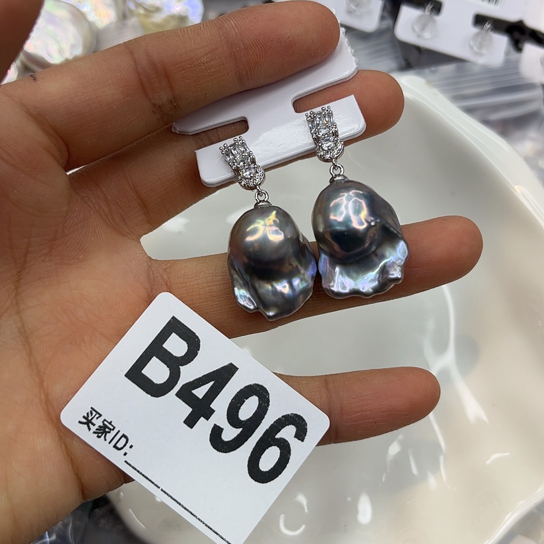 合金淡水珍珠耳饰