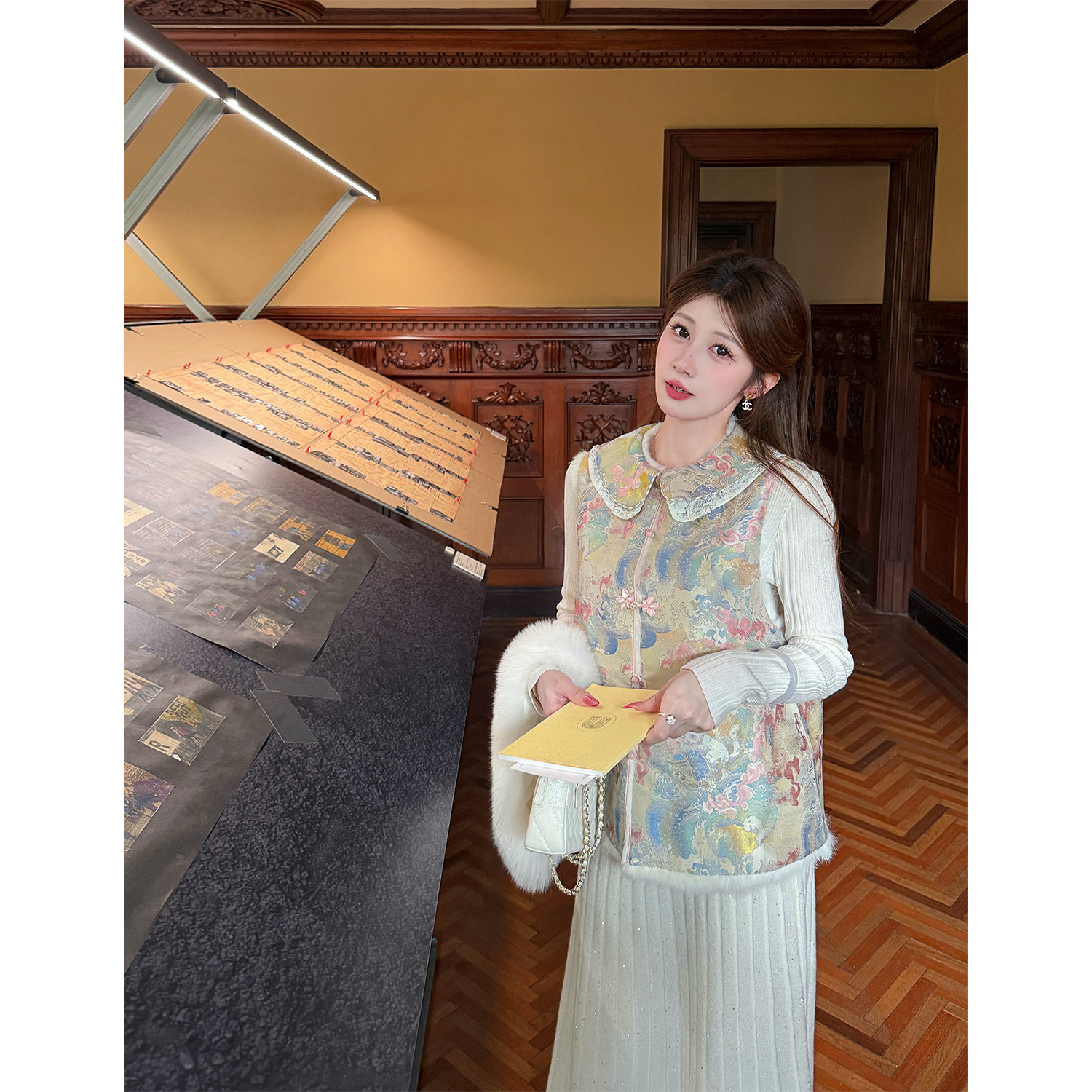 盈瓷名家高定|李德喜凌波喵影 五重纬宋锦马甲冬女 25FW1006