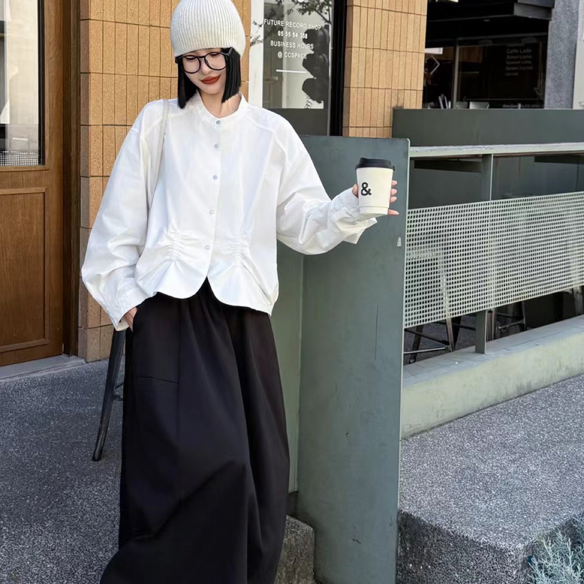秋款褶皱百搭短外套秋季原宿风上衣长袖薄款常规款
