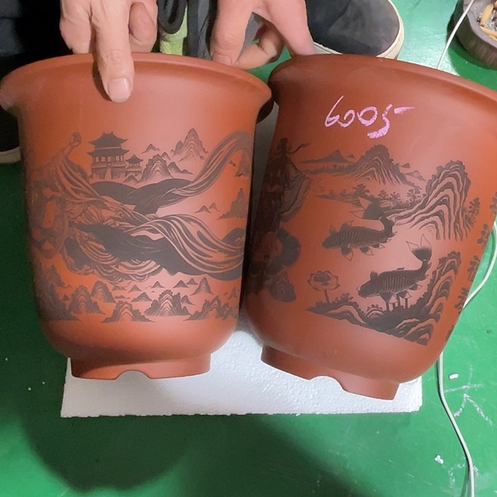 花***树紫砂花盆微瑕处理