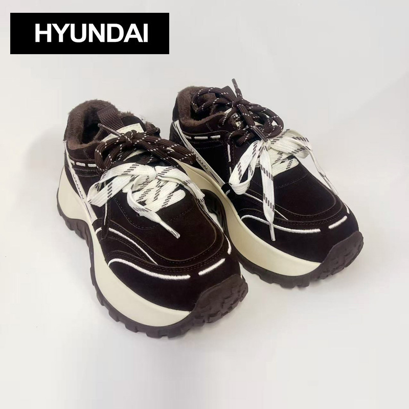 【呆哥专属】韩国现代/Hyundai 韩版真皮女士加绒保暖休闲鞋25937-1