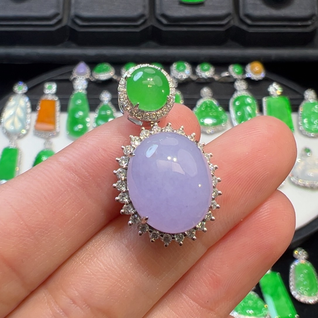 翡翠吊坠(不含链)18K金镶嵌收到货48小时鉴赏期