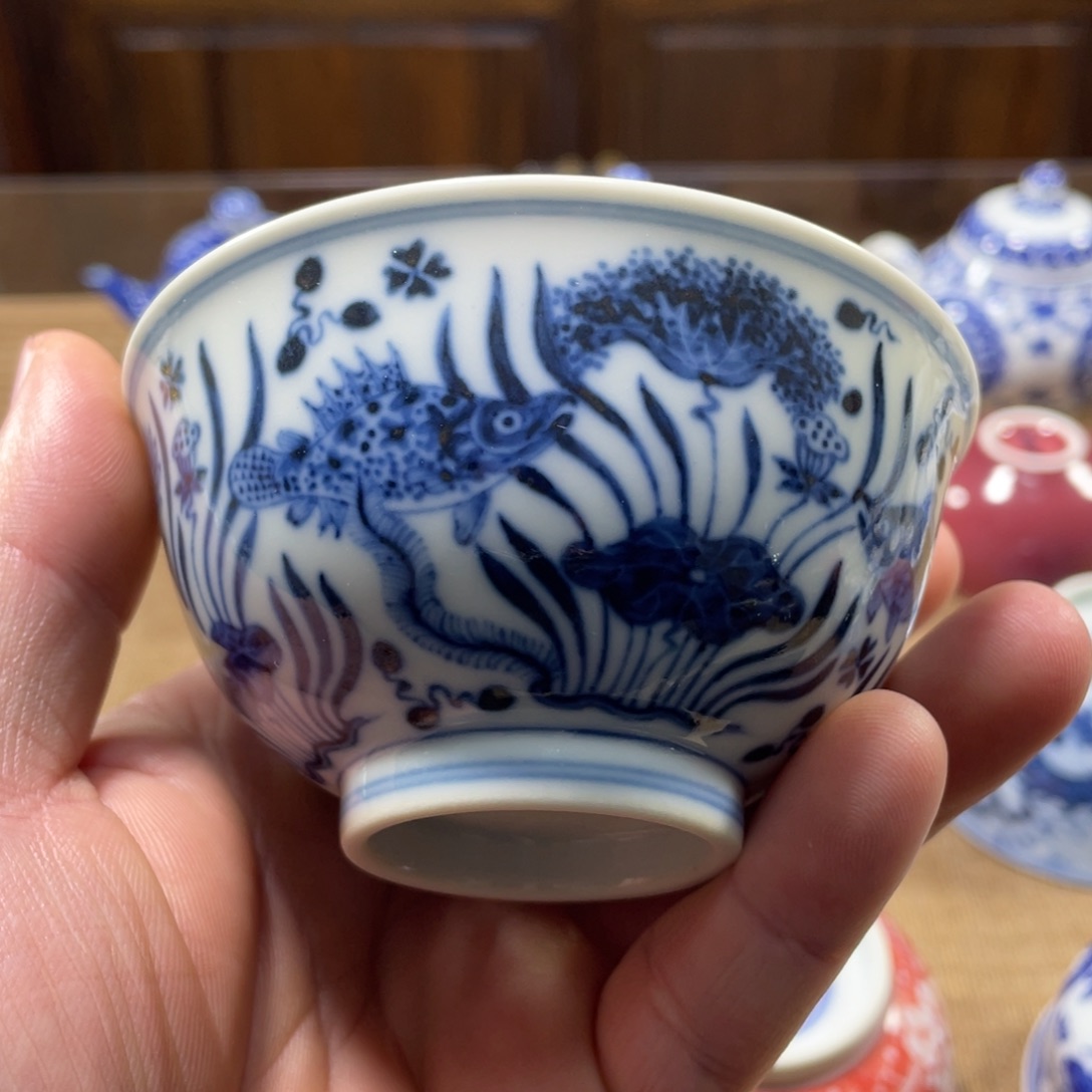 damingfenghua鱼藻撇口杯