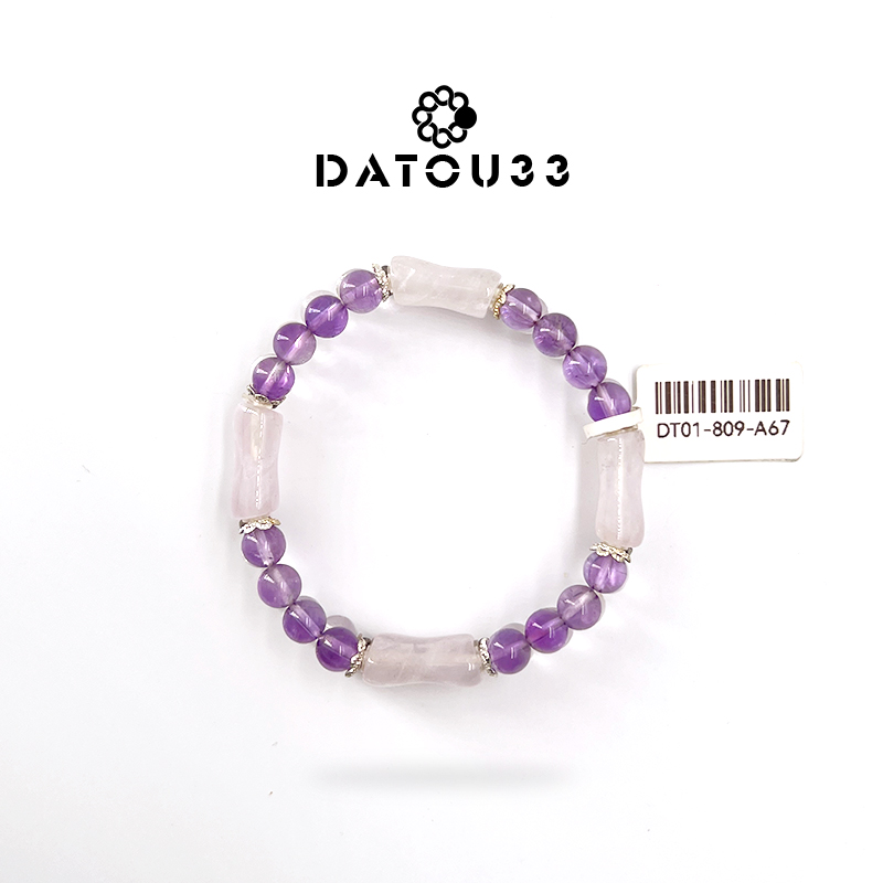 手链 •DATOU33•原创小众设计款高级感紫水白水手链串珠晶晶双圈