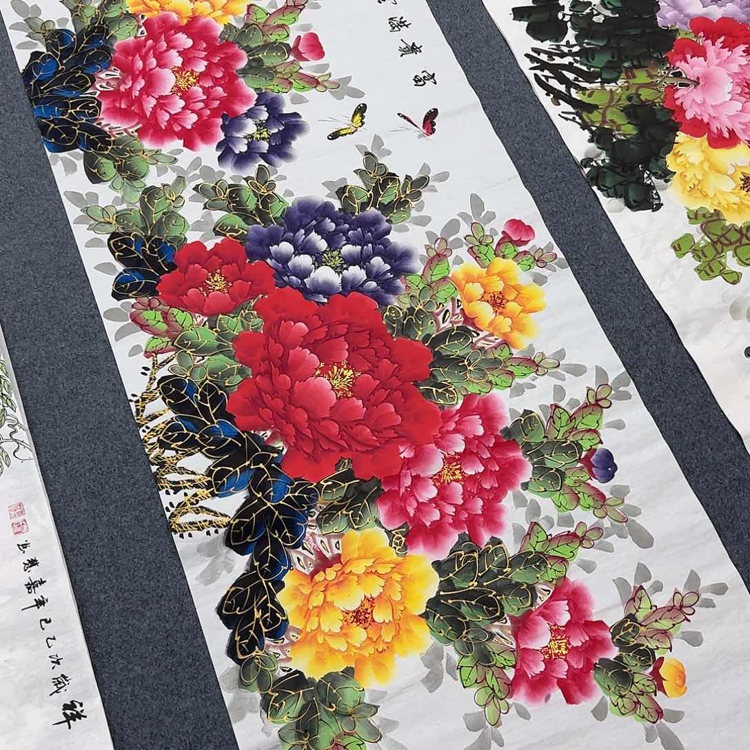 国画琴**涯尺寸70X180手绘作品 