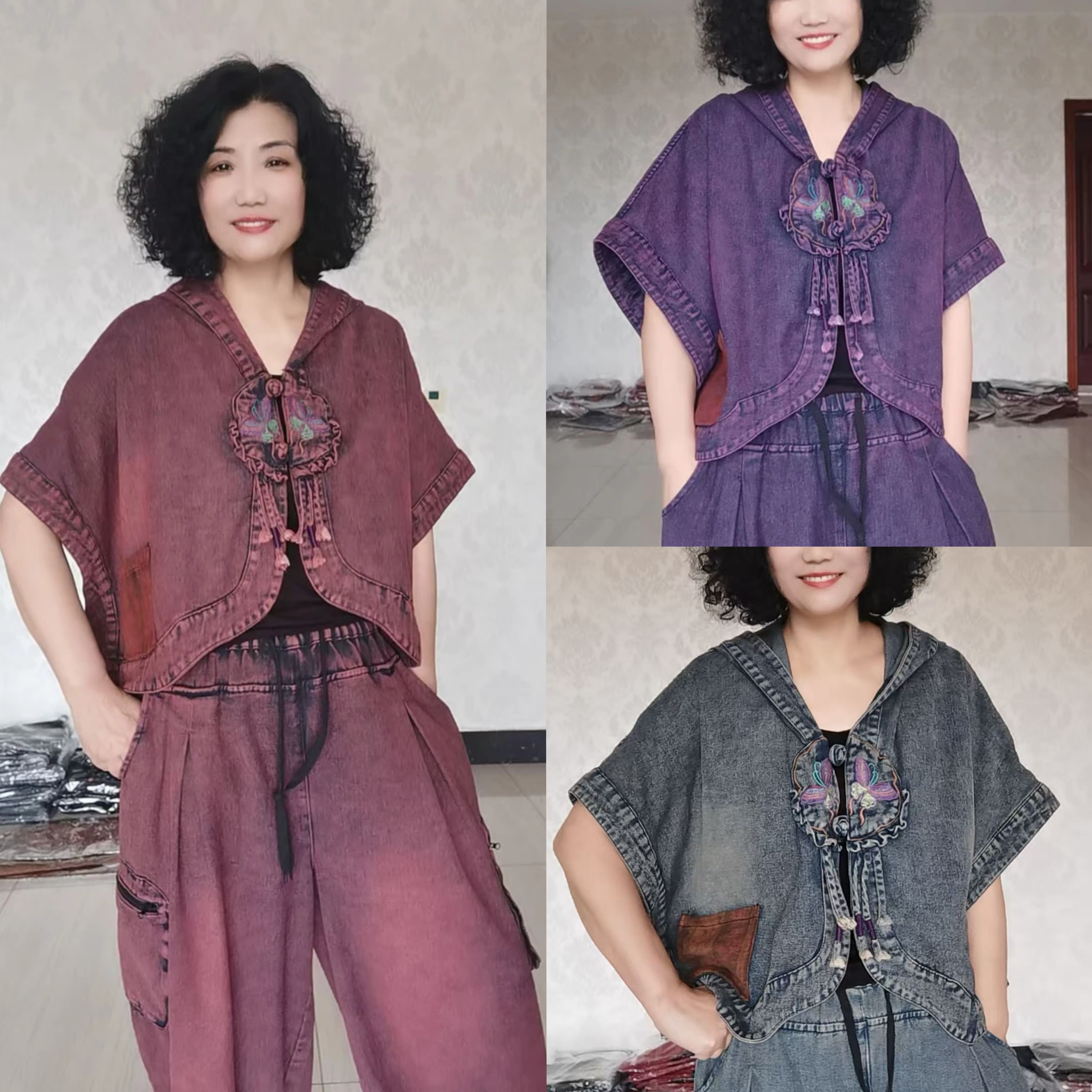 春款宽松时尚连帽斗篷上衣