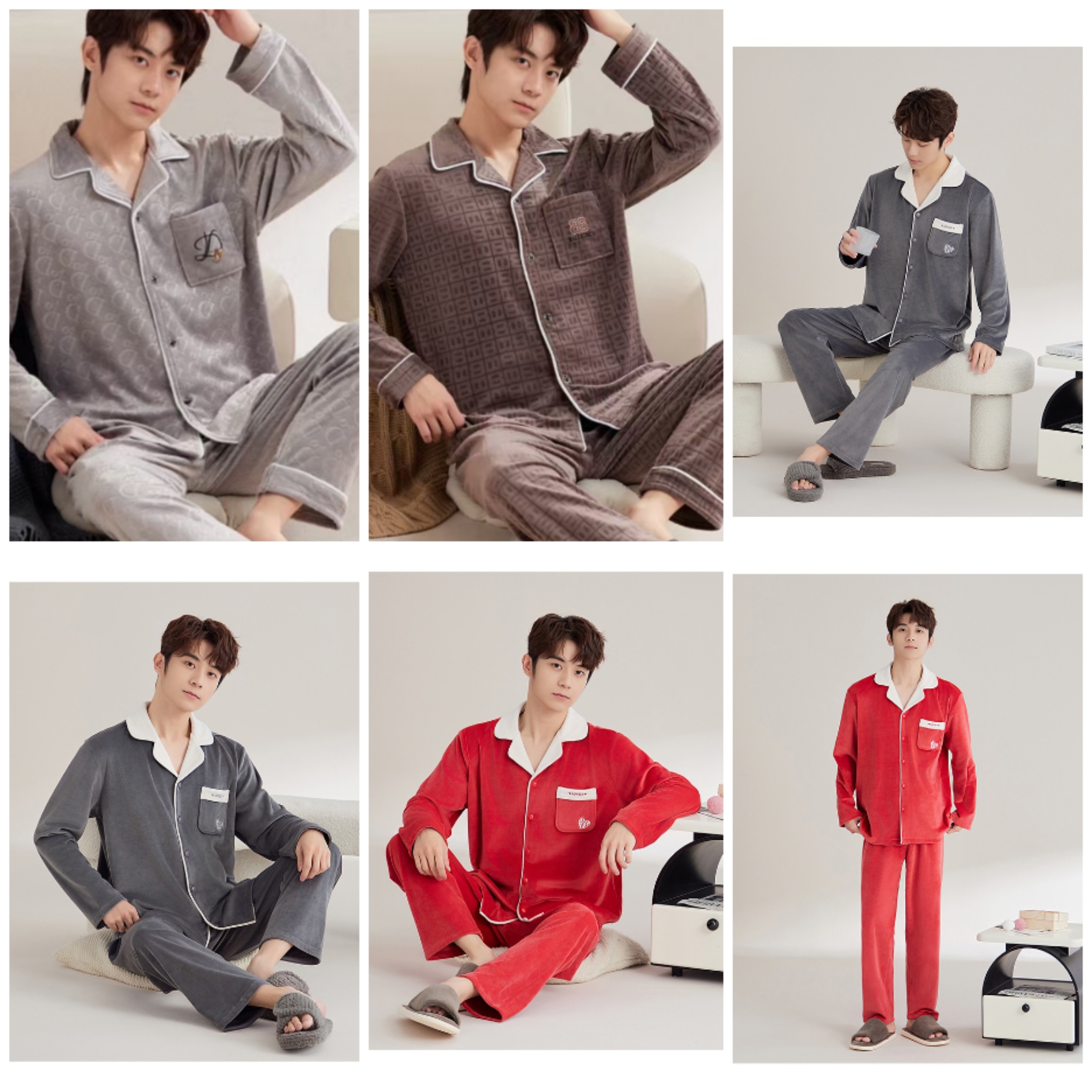 3号【品牌高货青沧】冬季男士双面海岛绒加绒加厚睡衣家居服套装