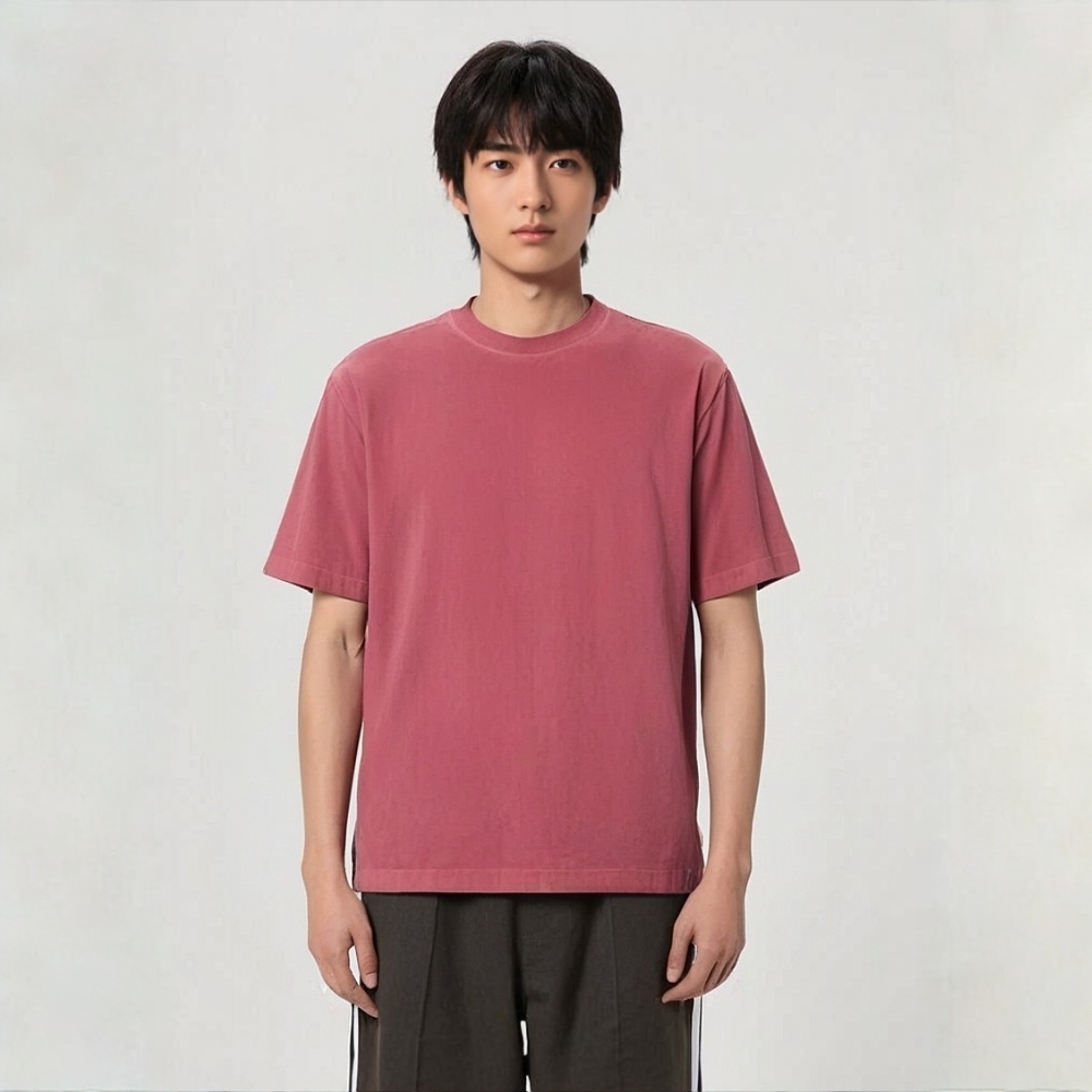 短袖男士T恤男款纯棉简约春夏夏季圆领上衣洗水纯色休闲