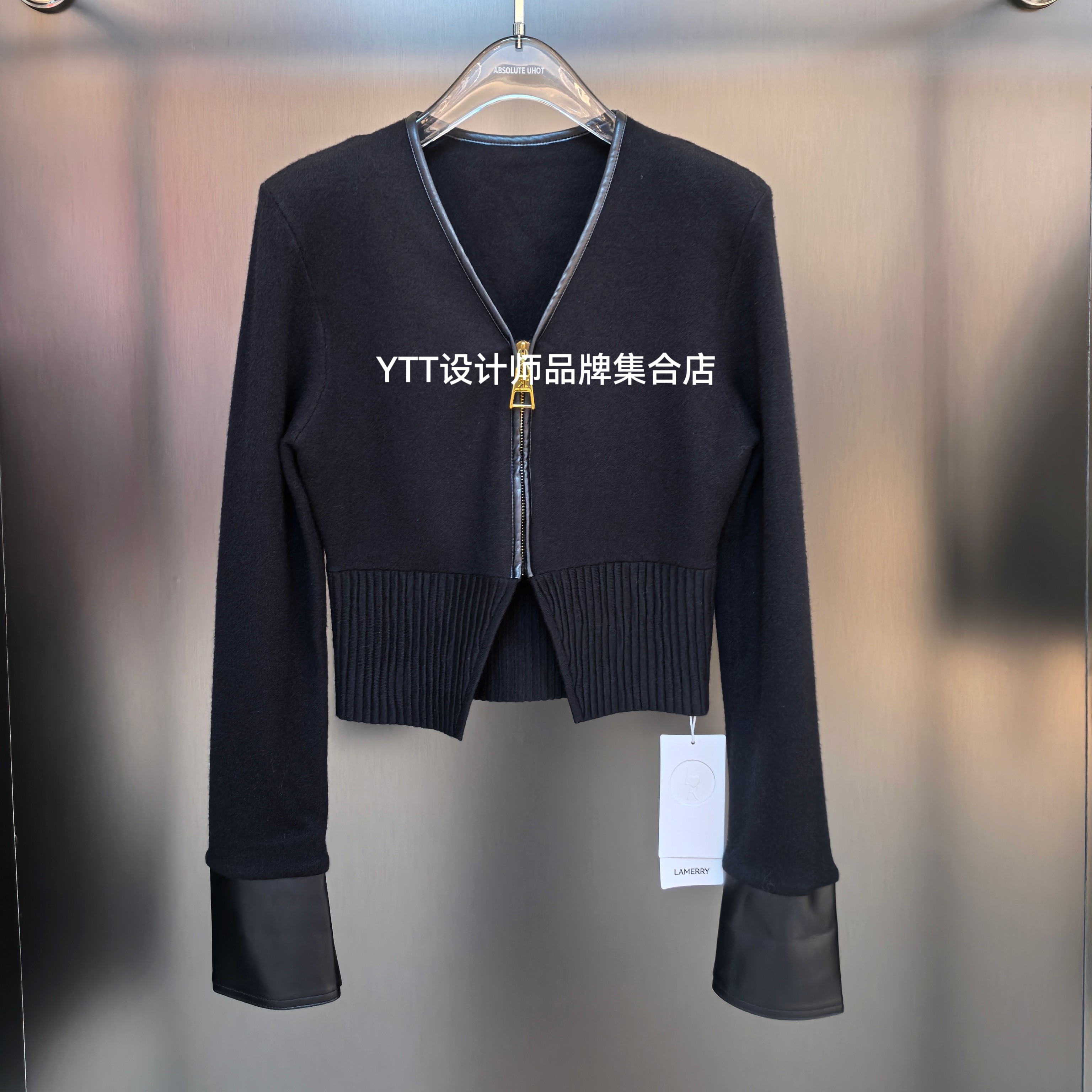 顺丰包邮 LAMERRY朗美睿2025冬季新款黑色长袖针织开衫毛衣上衣
