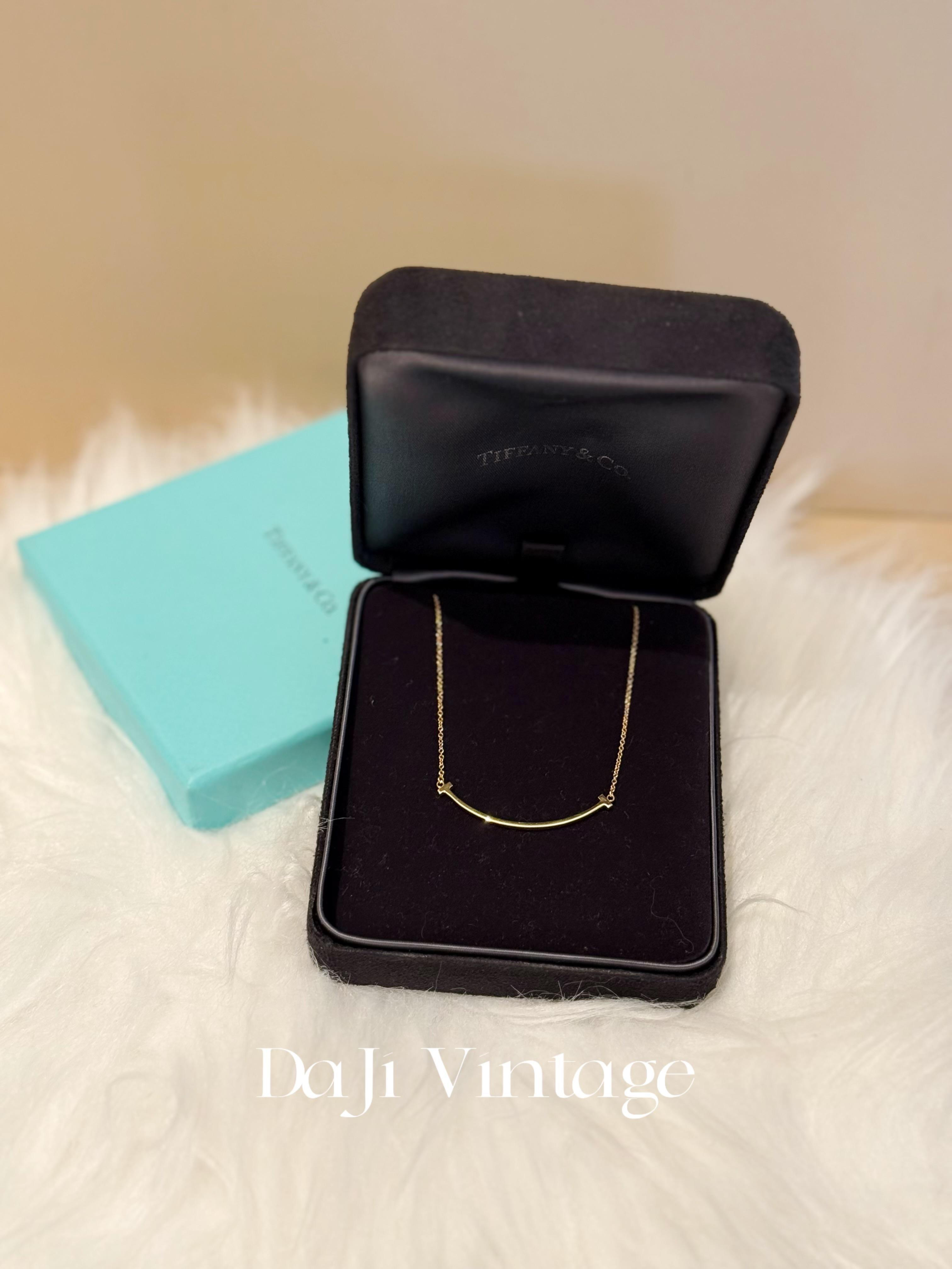 99新  大吉中古/蒂芙尼微笑中号金色项链