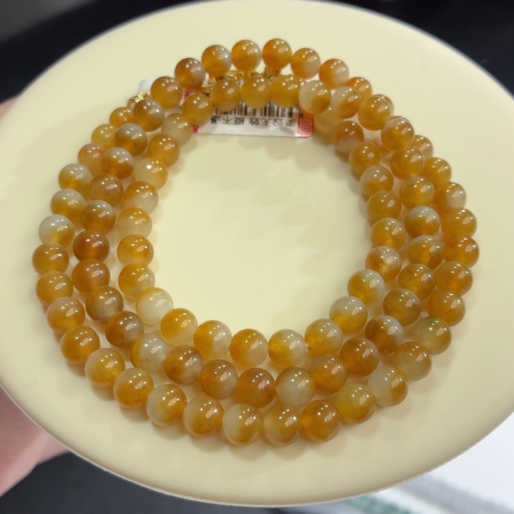 翡翠未镶嵌手链冰胶黄翡卡6