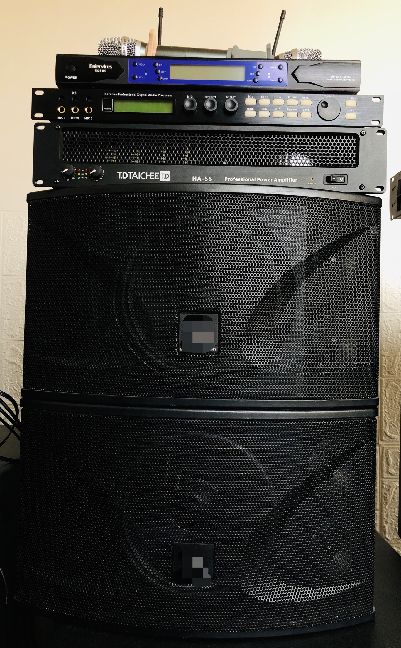 不包邮 卡包音箱10寸 功放 效果器 话筒 4件套