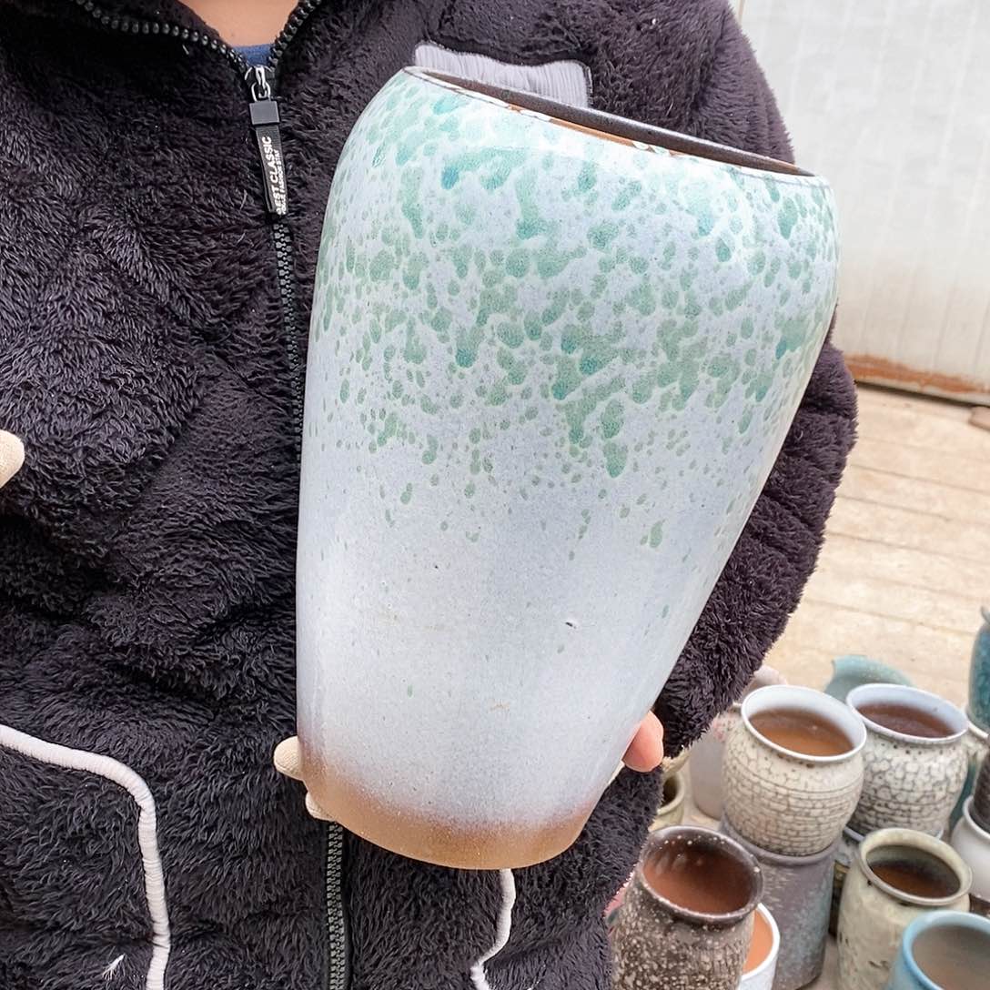 紫砂花盆瑕疵口16高29