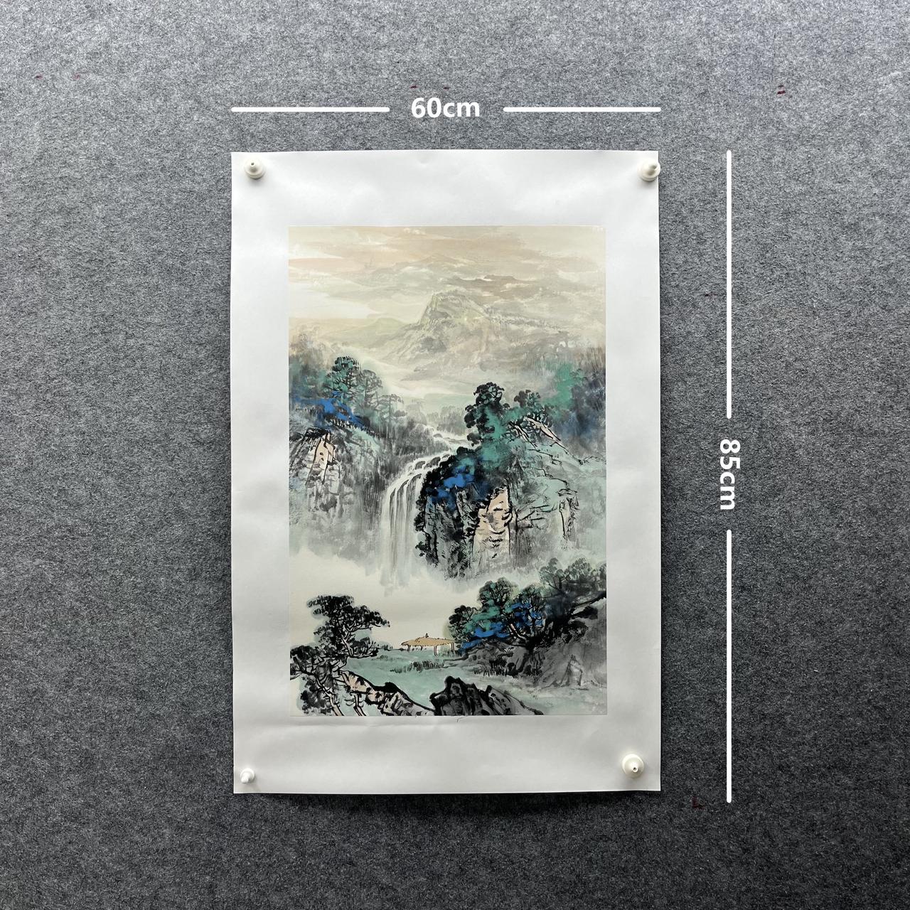 【云壑飞瀑】欧阳宾亲笔85*60cm手绘礼盒作品