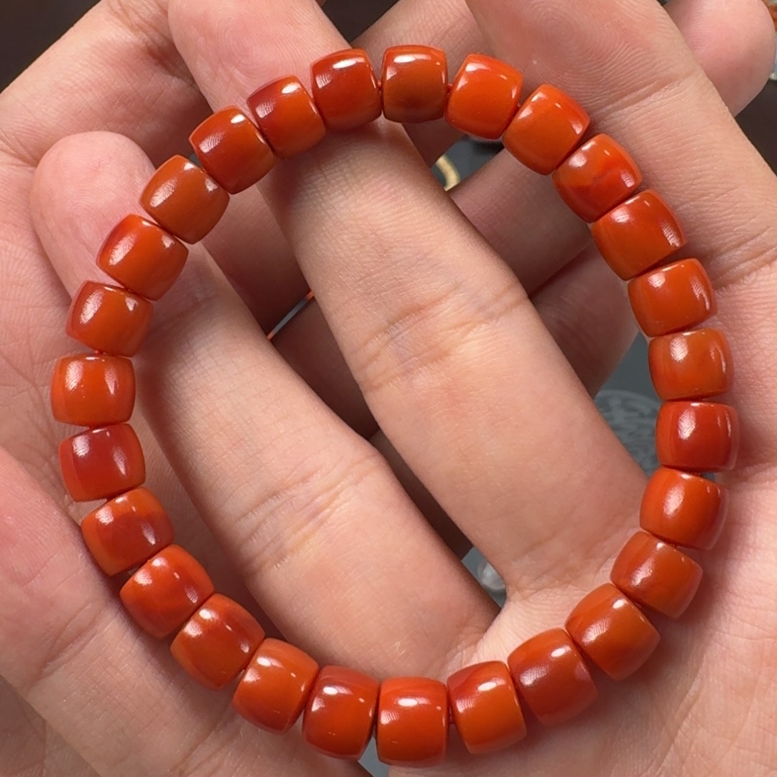 南红玛瑙双色直切手串8mm未镶嵌