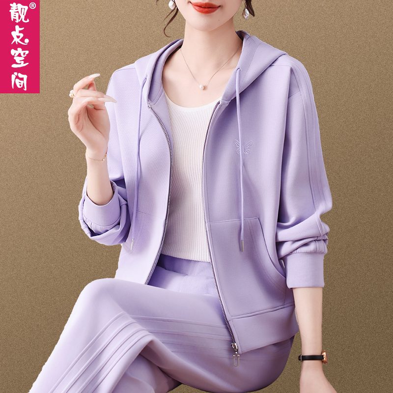品牌运动套装女春秋2025新款洋气卫衣连帽宽松时尚休闲服两件套潮