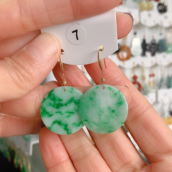 翡翠耳饰18K金镶嵌我**天翡翠