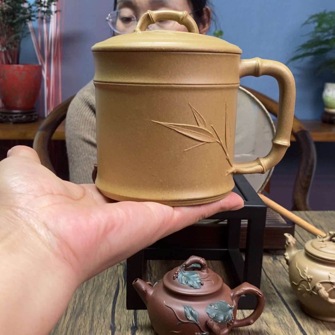 本山绿泥茶壶芝麻绿泥竹节盖杯