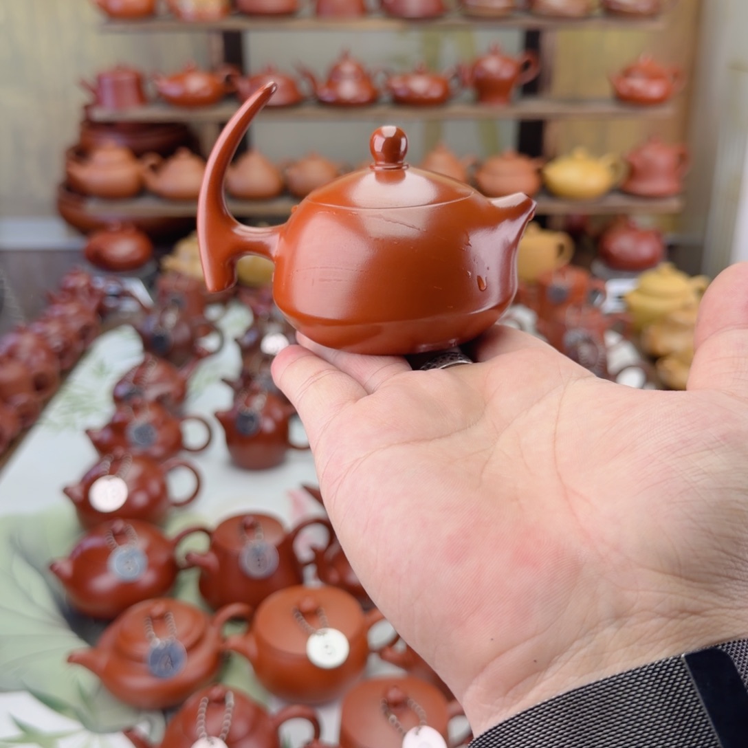 安***育紫砂茶壶薄胎内嵌半把壶