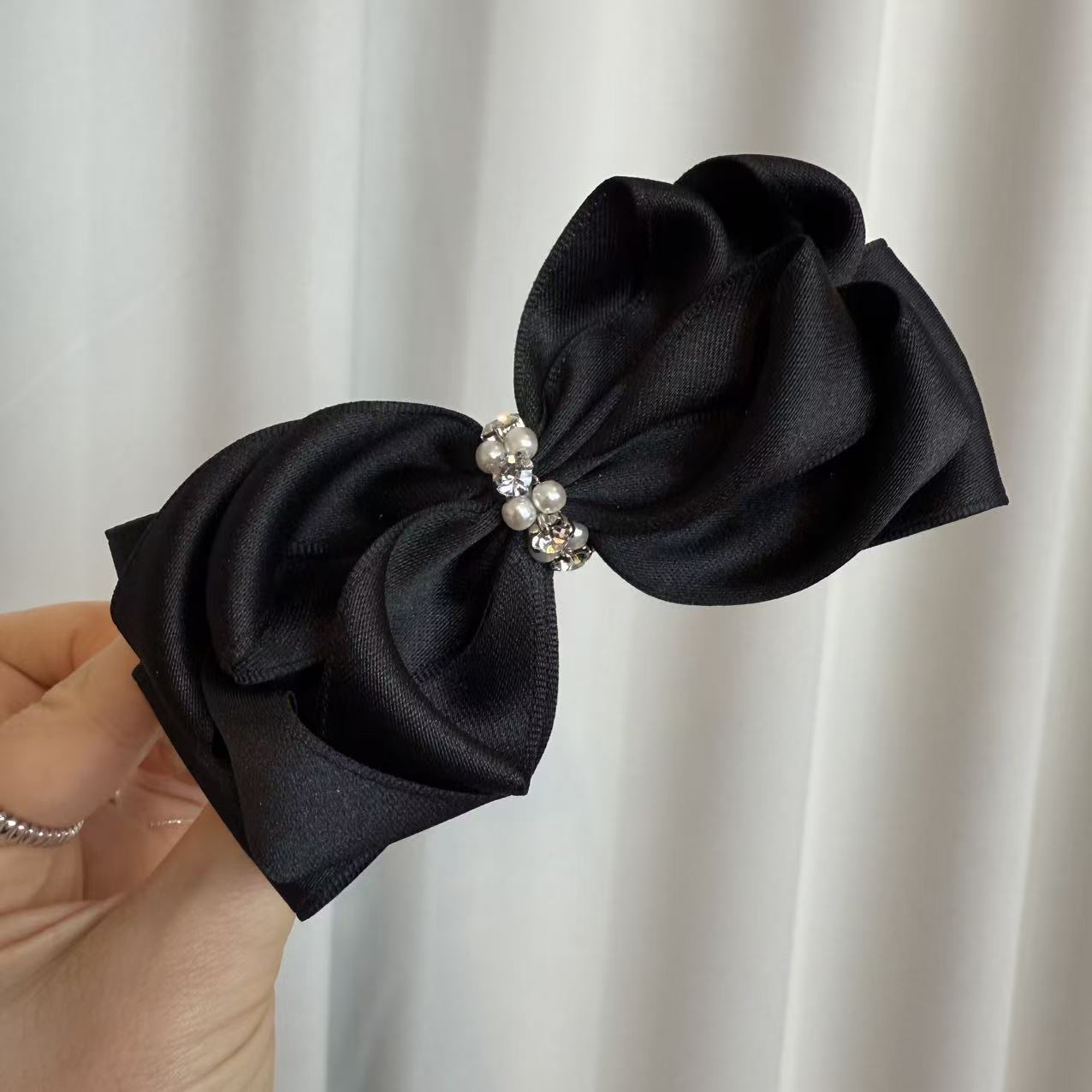 韩国以琳家精致珍珠蝴蝶结弹簧夹 气质百搭发饰