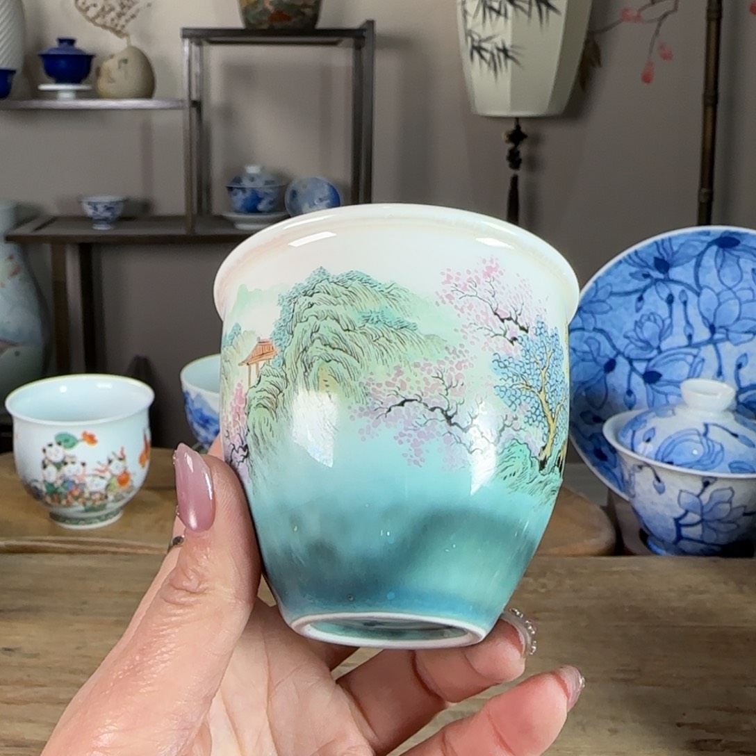 杯景德镇陶瓷柴烧多人