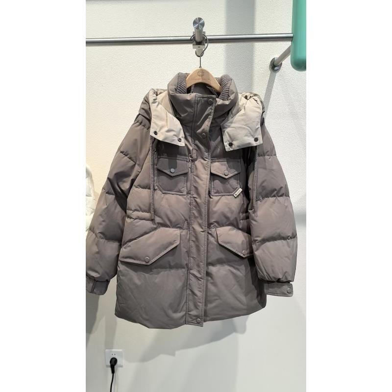 柚丁保暖连帽长袖韩版羽绒服加厚中长款冬季百搭9A58Y12853