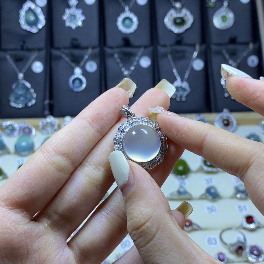 蛇纹石玉珠宝半成品合金嘻*