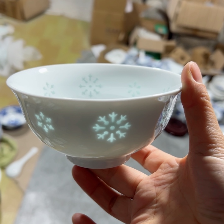 碗5寸雕刻雪花饭碗
