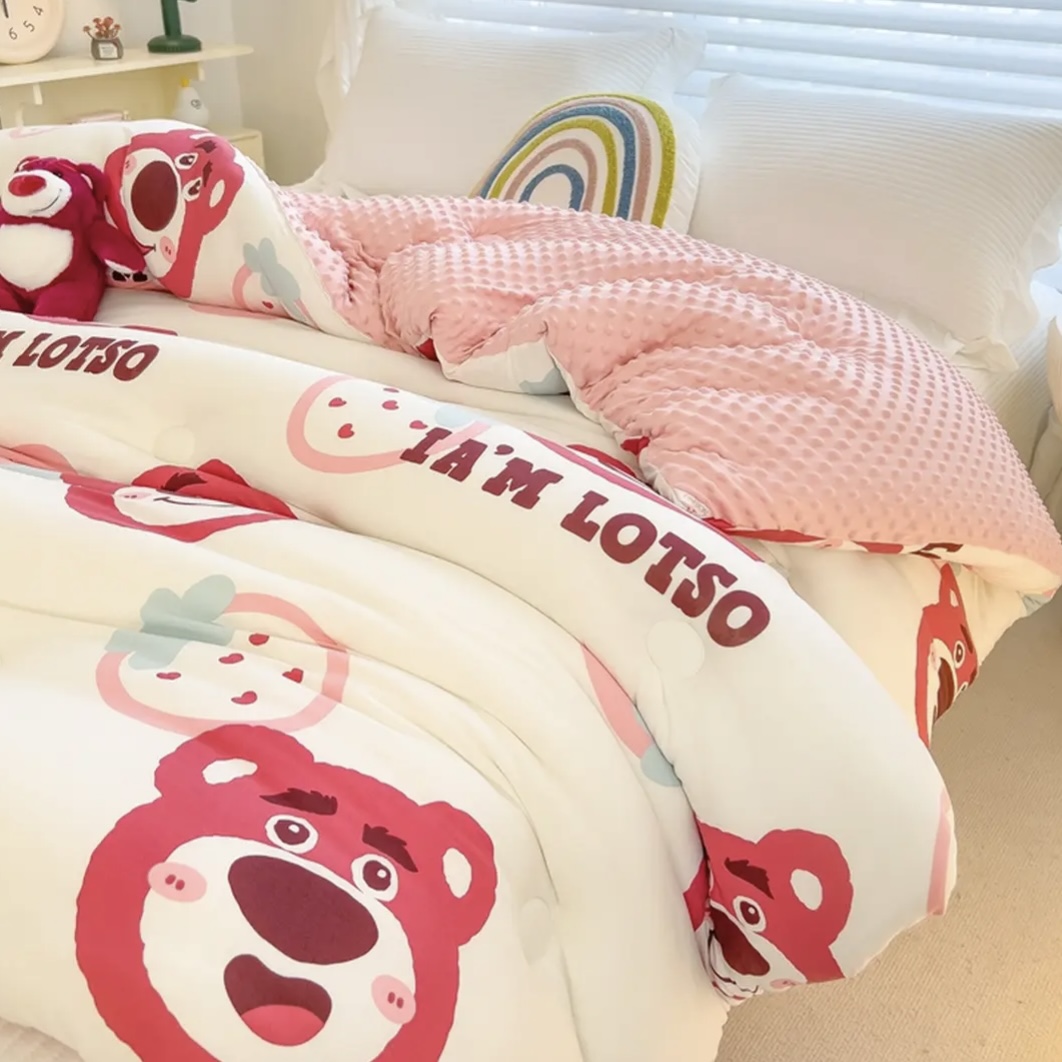 【草莓小熊】200*230cm豆豆舒适亲肤柔软过冬加厚透气豆豆被子