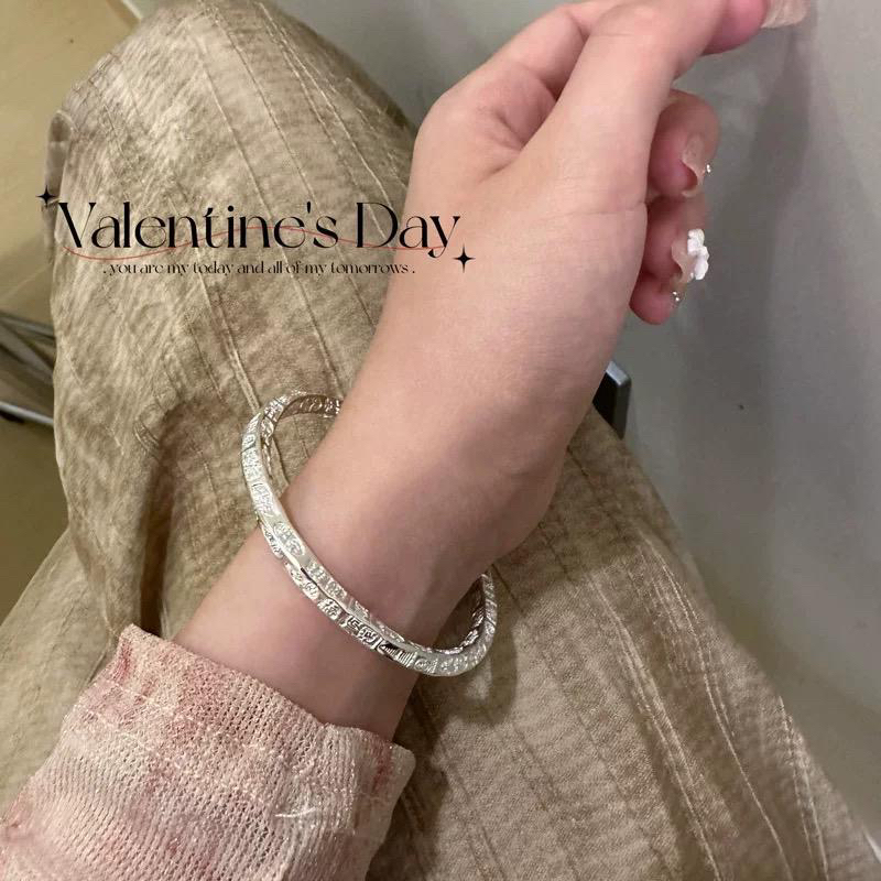 足银手镯 足银999.9吉言莫比乌斯开口实心手镯SX005