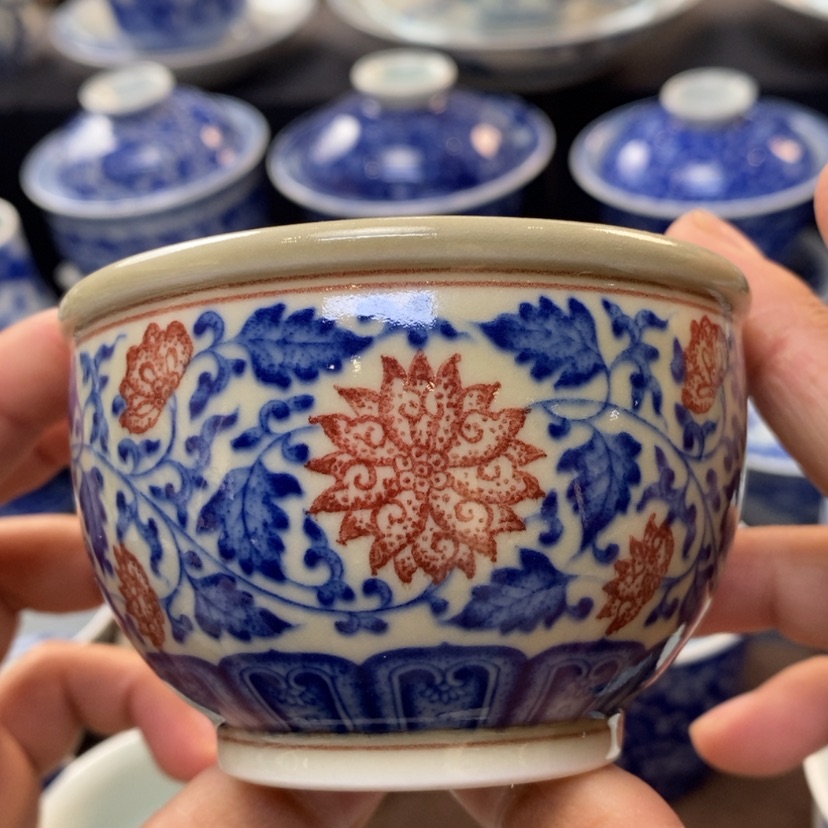 【闪购商品】景德镇青花釉里红主人杯