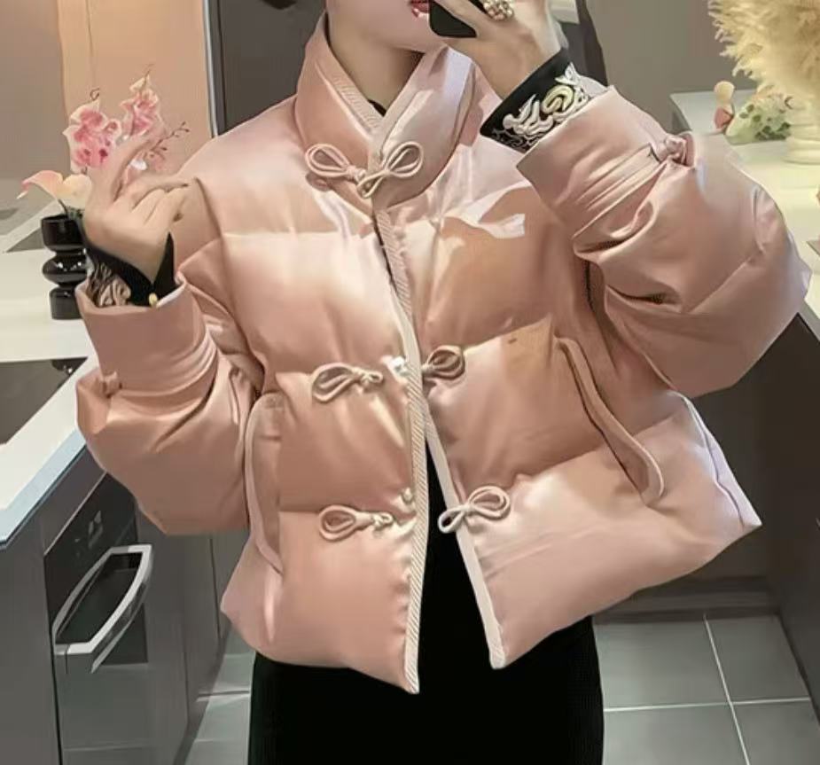 冬季新款中式国风冬季设计感新款盘扣外套保暖羽绒服外套 1228