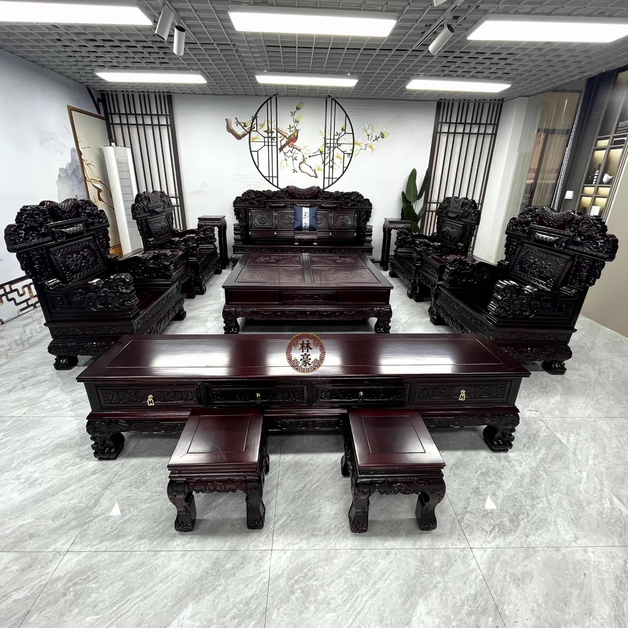 红树林专利款  龙腾进宝澳洲酸枝全实木原木榫卯结构满工精雕古典