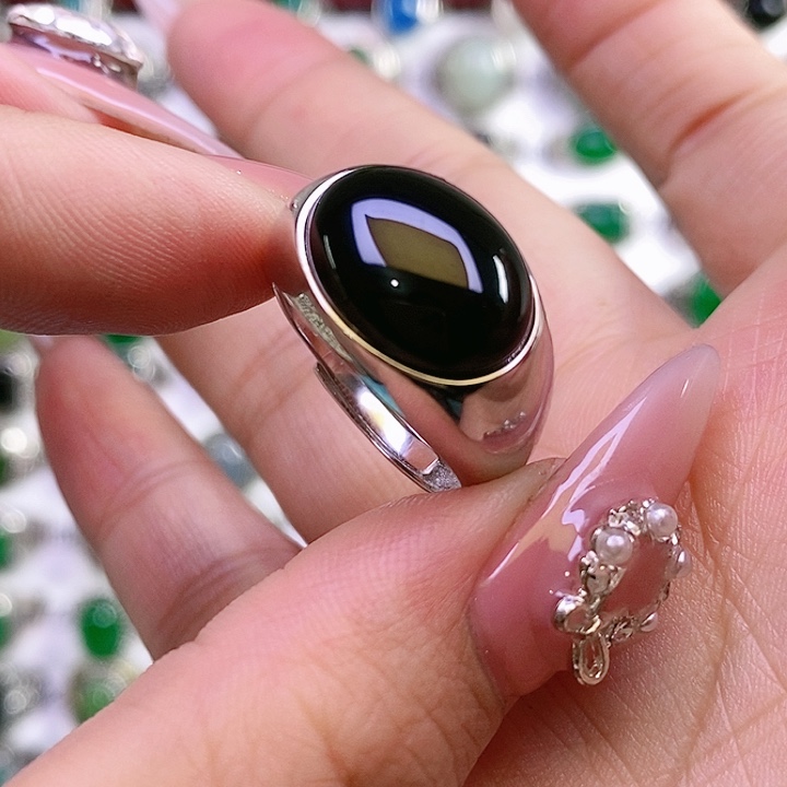 银S925镶嵌戒指玛瑙/玉髓