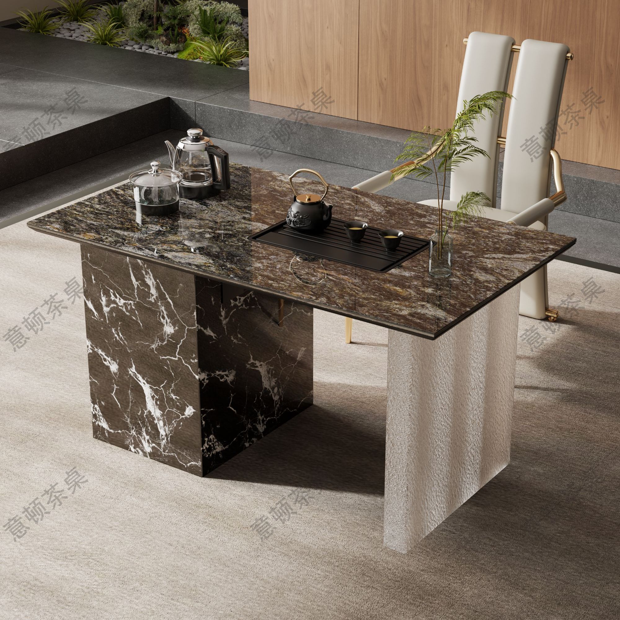 天然奢石璀璨星河别墅轻奢天然奢石茶桌泡茶大气高档茶台