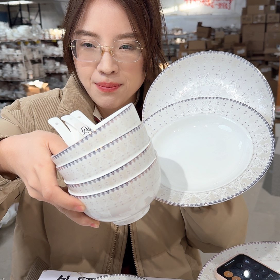 瓷发顺丰8碗8勺8平8汤外贸尾单