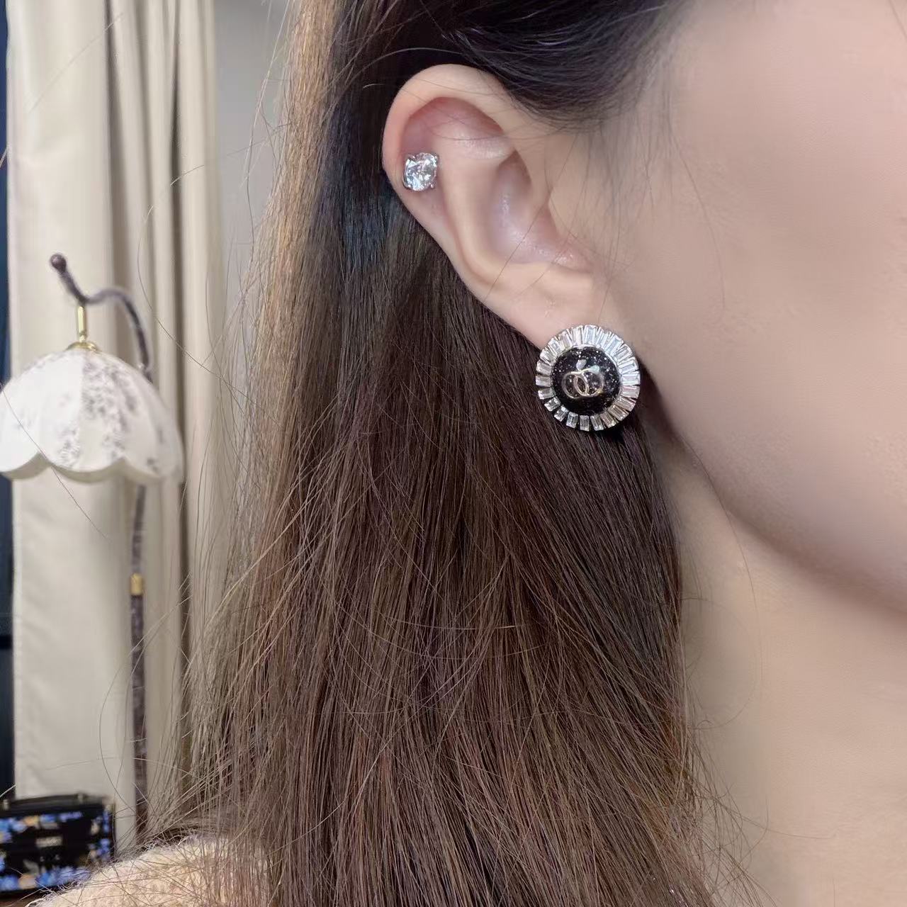 925银合成锆石耳饰 25S C 圆 耳 KK203