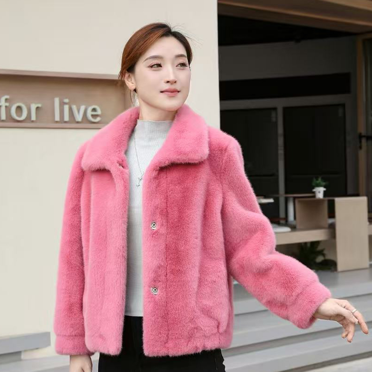 短外套短款上衣方领时尚秋冬日系宽松短大衣女冬季