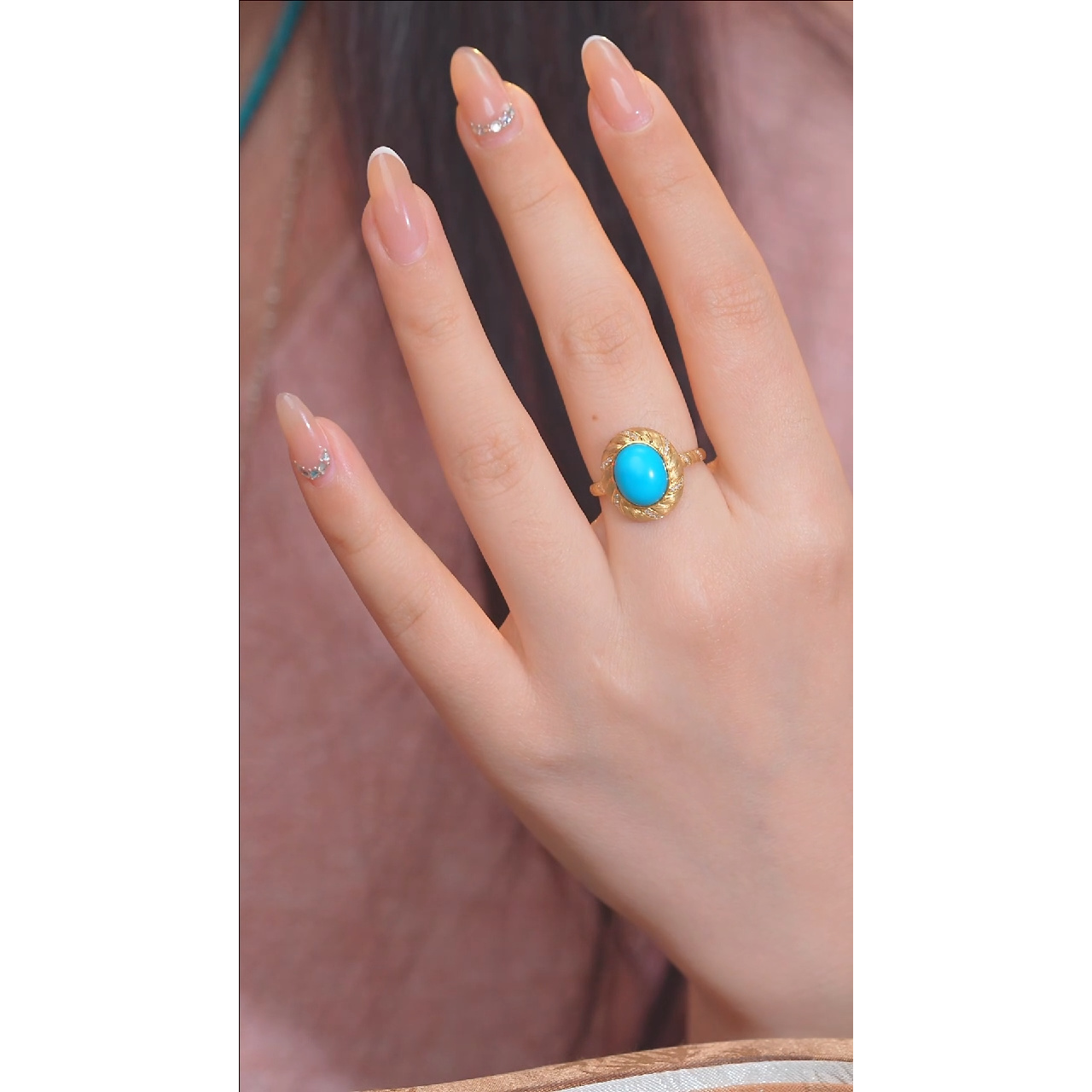 绿松石戒指18K金镶嵌美松@@W5589