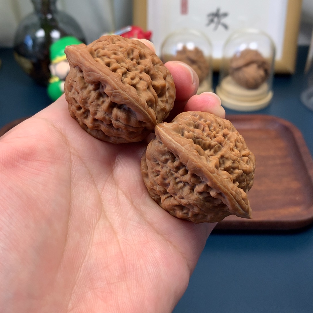 把件文玩核桃高密度红皮金公子43尺