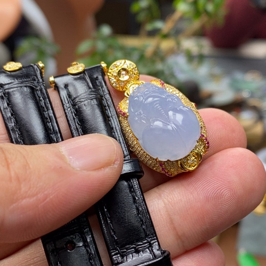 翡翠颈饰18K金镶嵌两用款