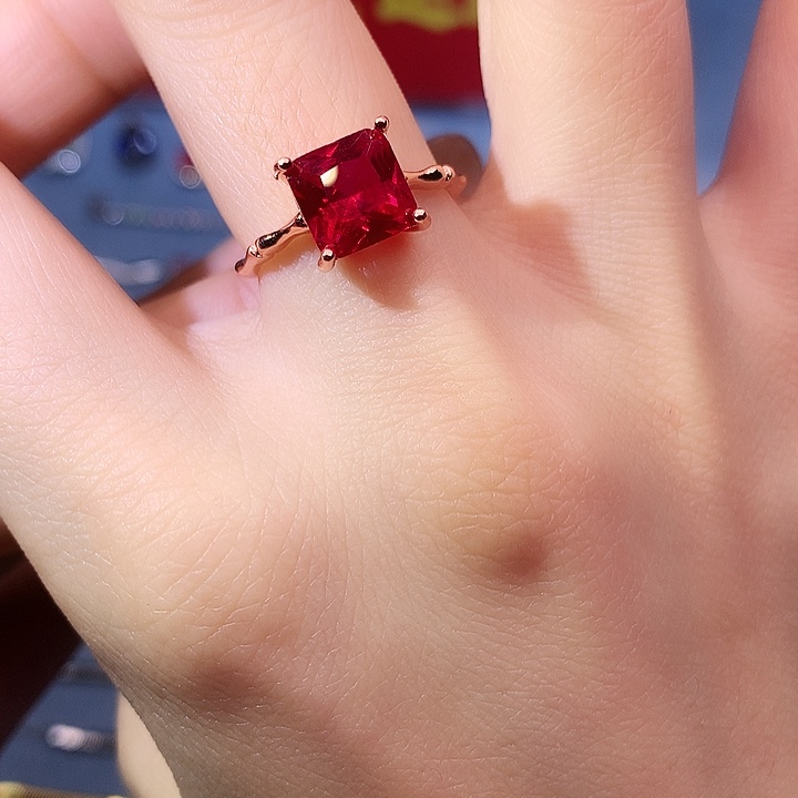 红宝石戒指银S925镶嵌