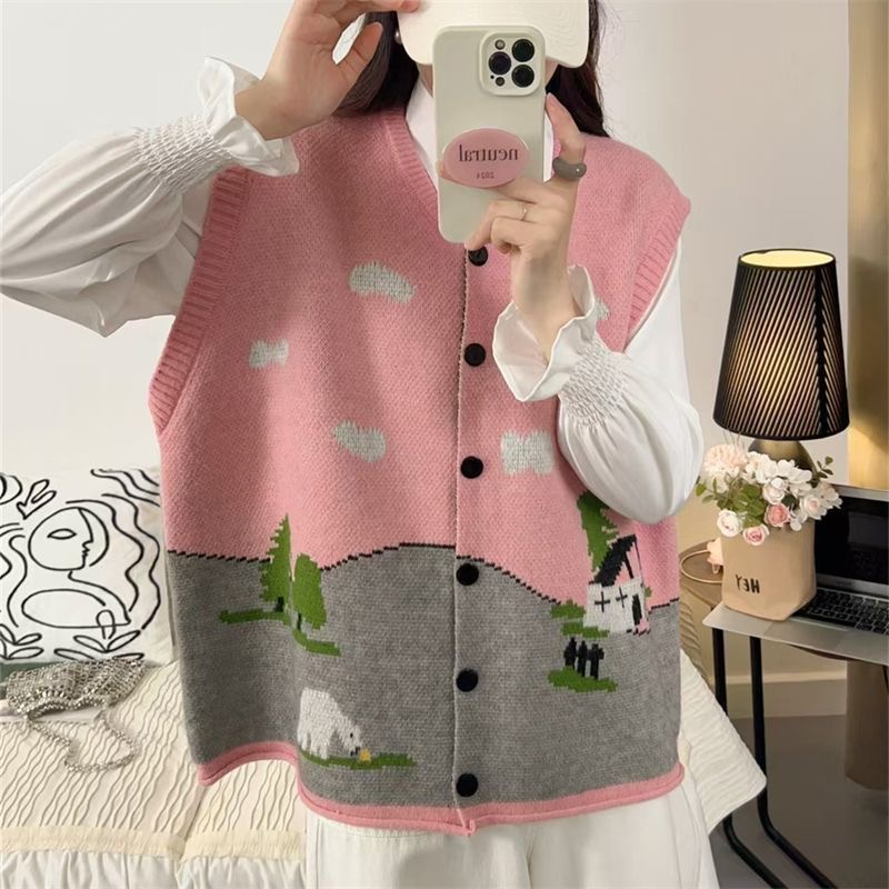 701-750 孤品秋冬款韩版百搭无袖毛衣背心马甲  减龄气质圆领宽松