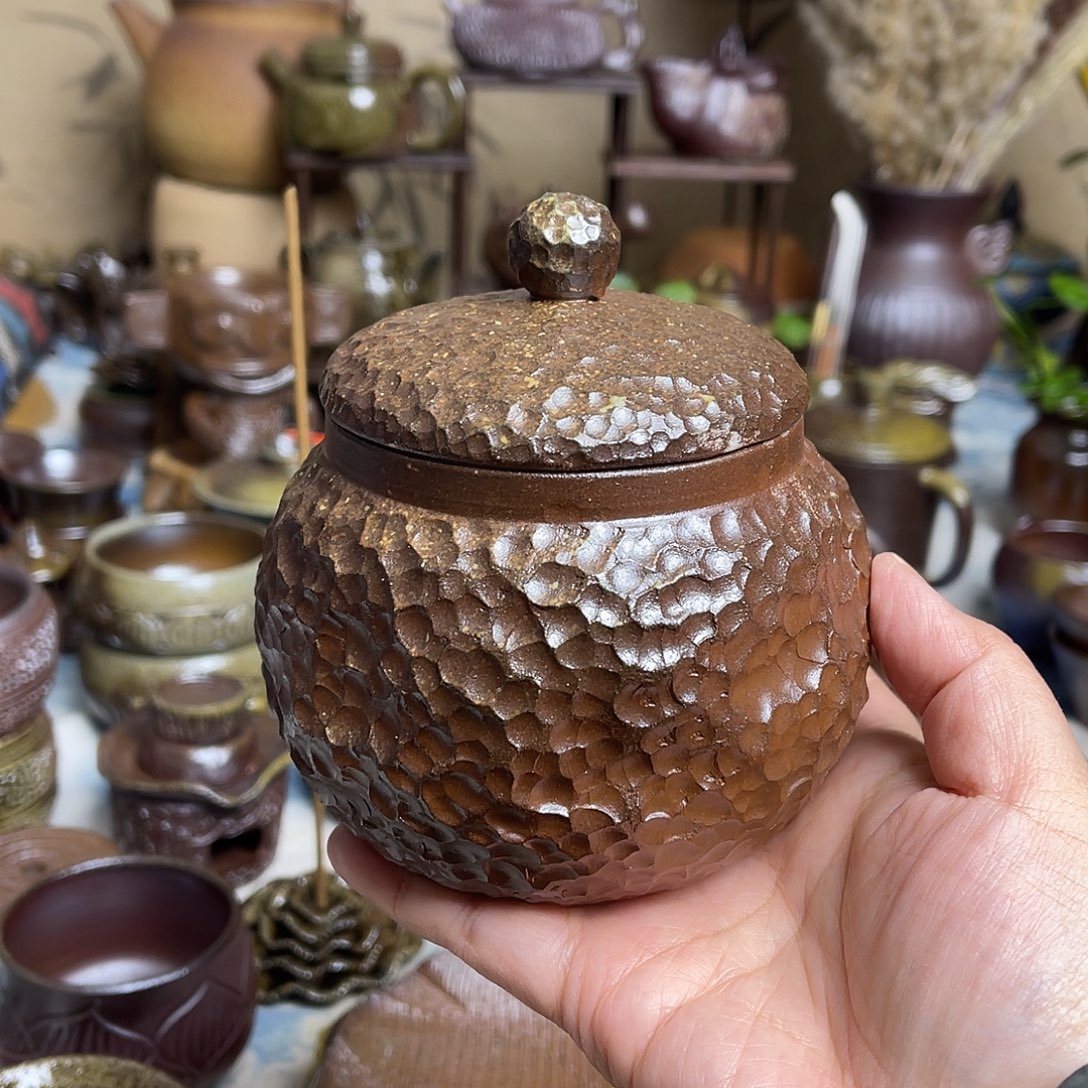 手作锤纹茶叶罐啊